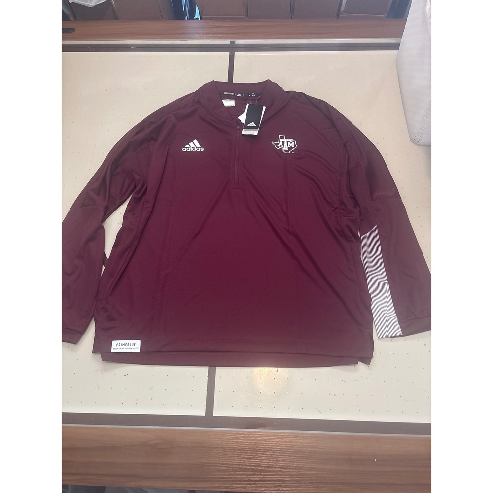 Adidas Texas A&M Aggies Mens XL 1/4 Zip Knit Maroon Primeblue H53157 NEW